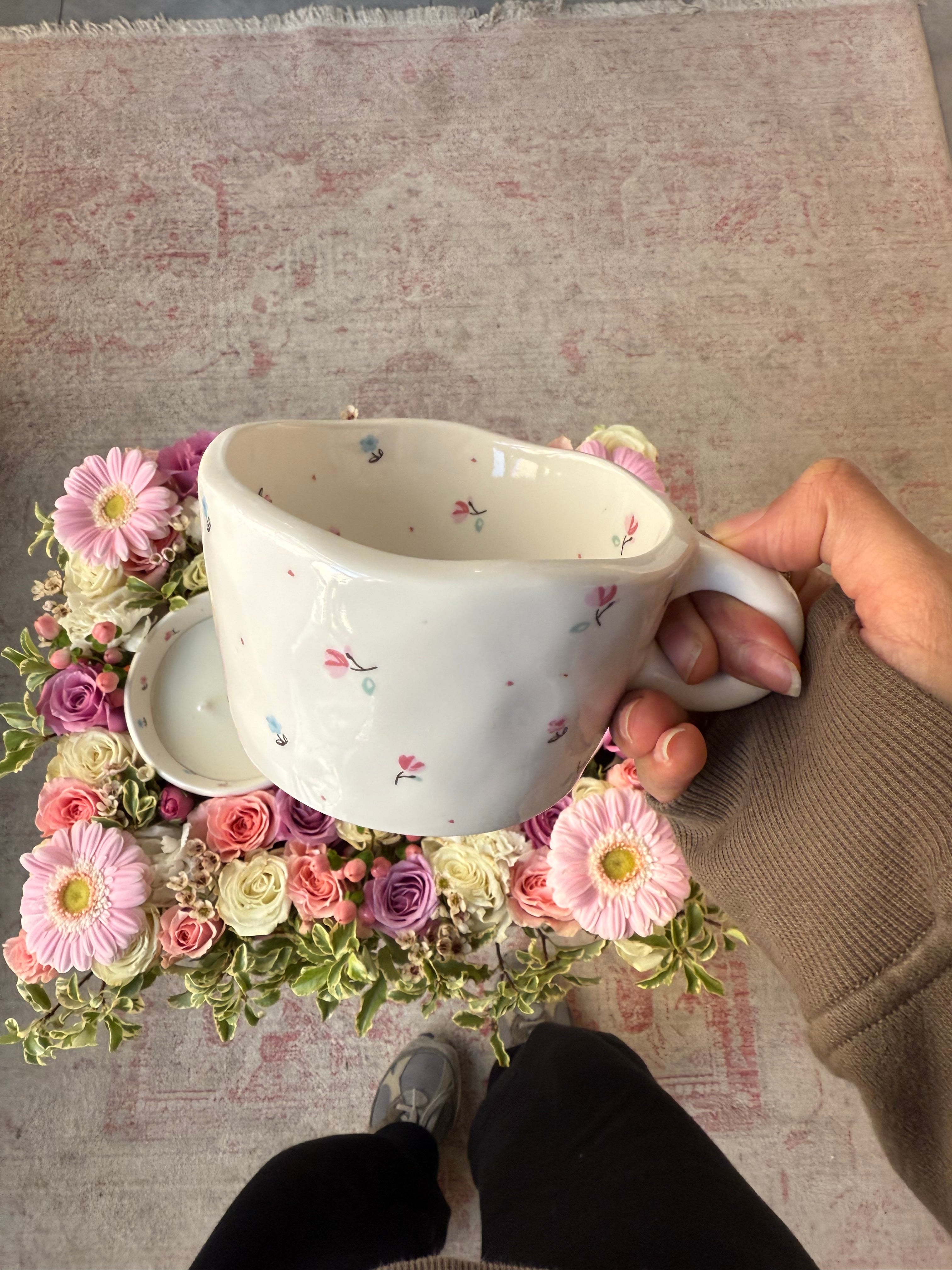 Ditsy Blooms Combo Birthday Tray (w/ Mug & Candle)