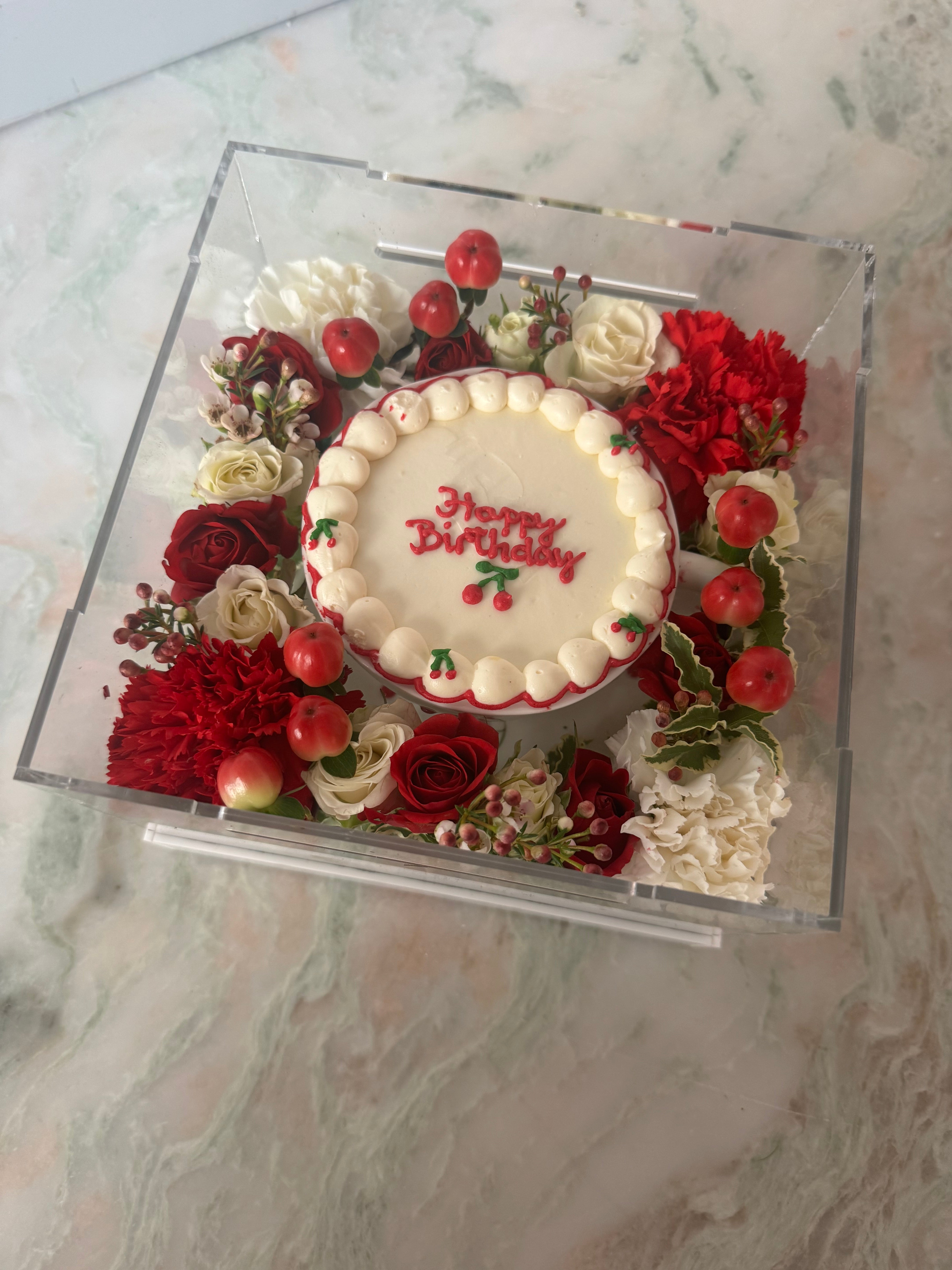 Pink Blooms Mug Cake Box