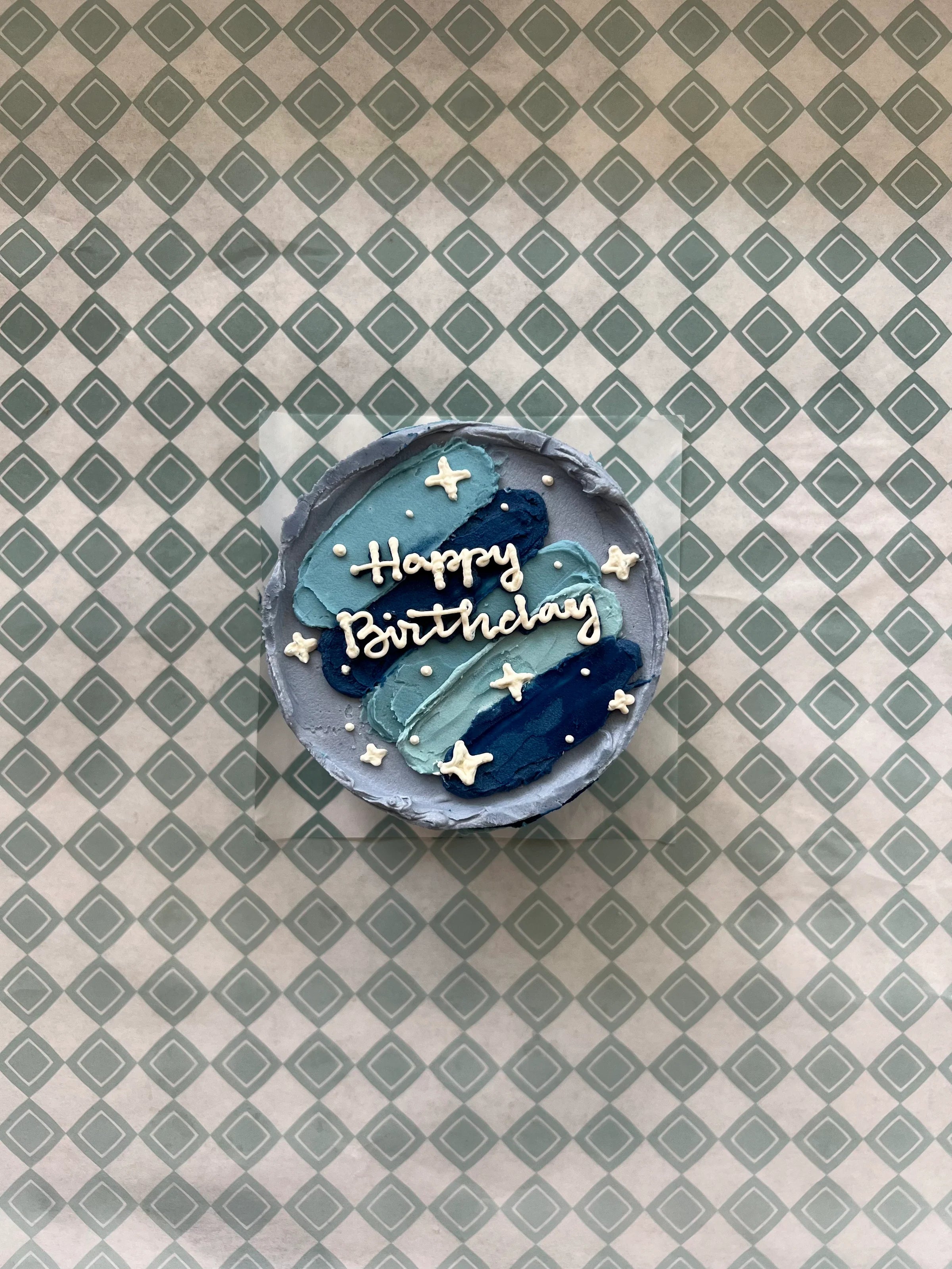 Ombré Blue Birthday Bento Cake