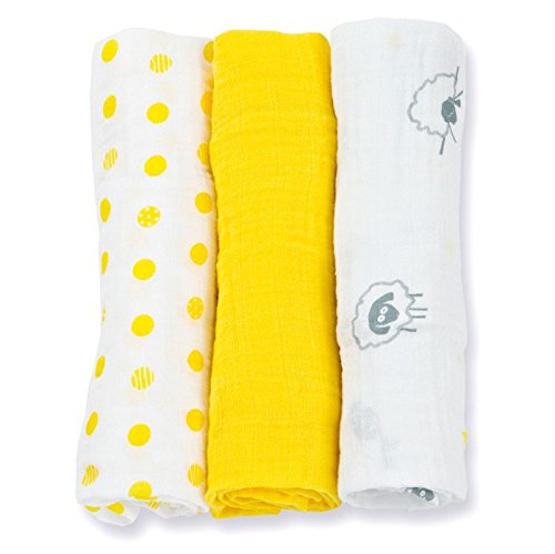 Sunshine Yellow (Pack of 3) Muslin Receiving Blankets