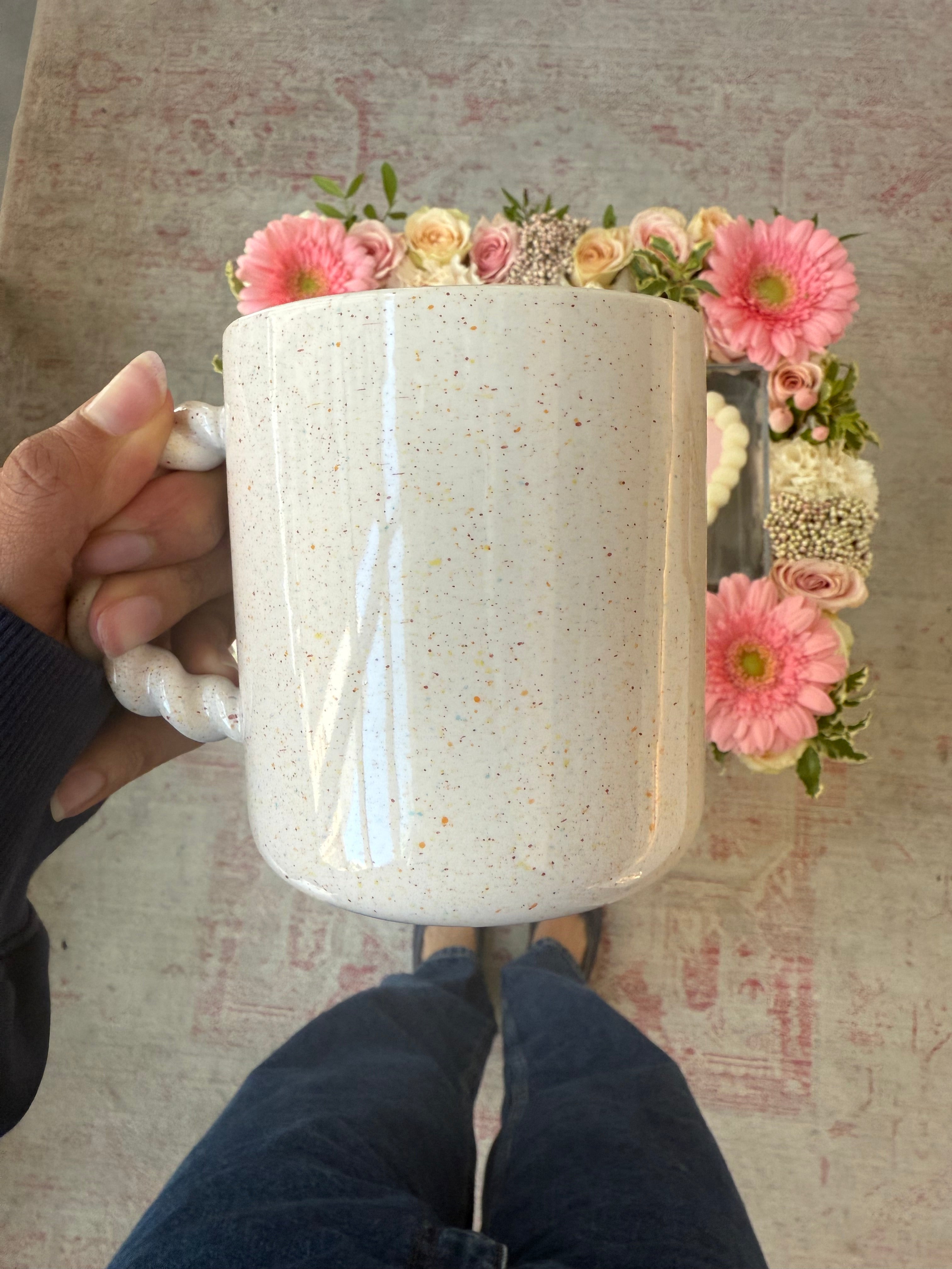 Virgo Queen Birthday Tray w/ White Speckled Mug