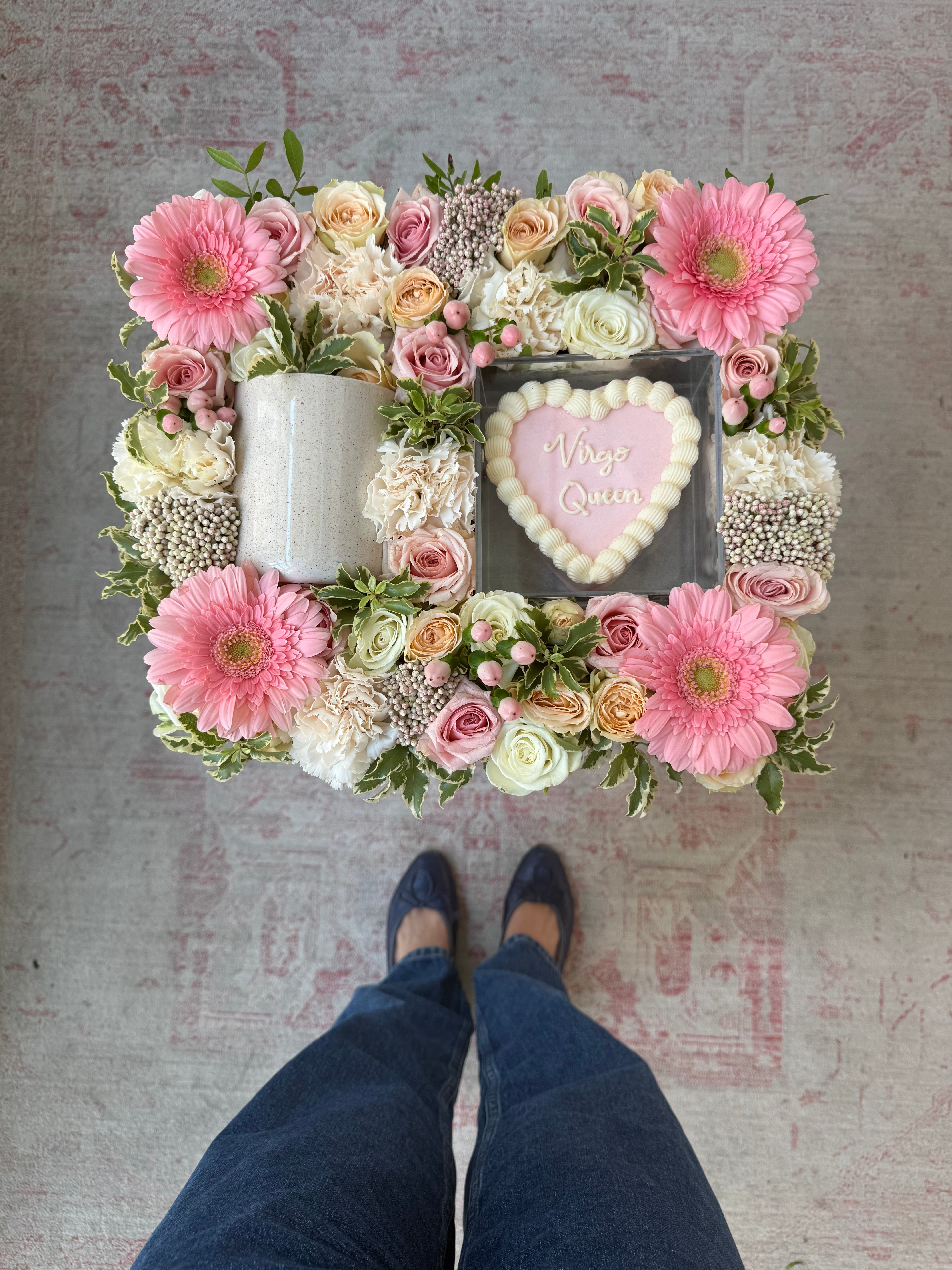 Virgo Queen Birthday Tray w/ White Speckled Mug