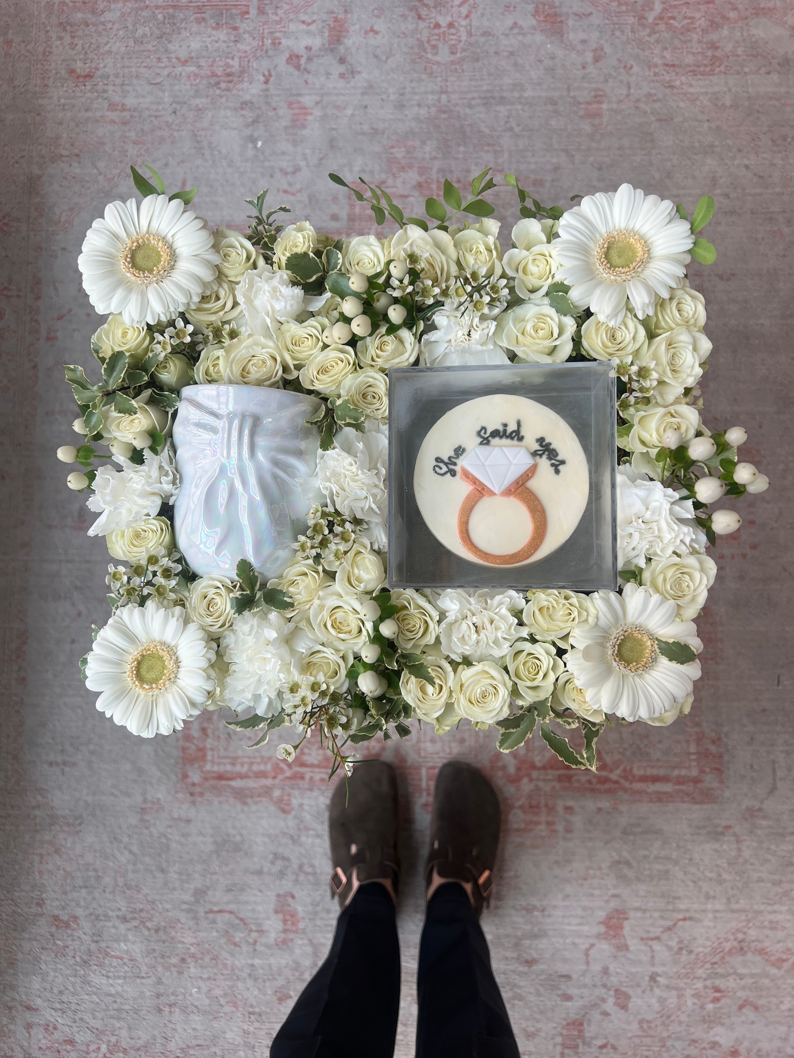 She Said Yes Tray w/ Pearl White Bow Mug