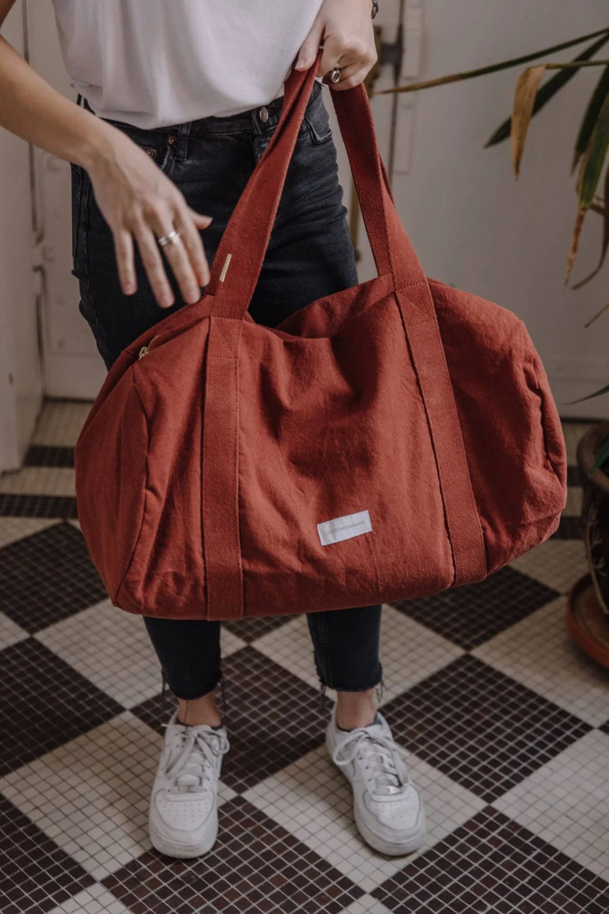 Organic Cotton Duffel Bag (Rust Red)