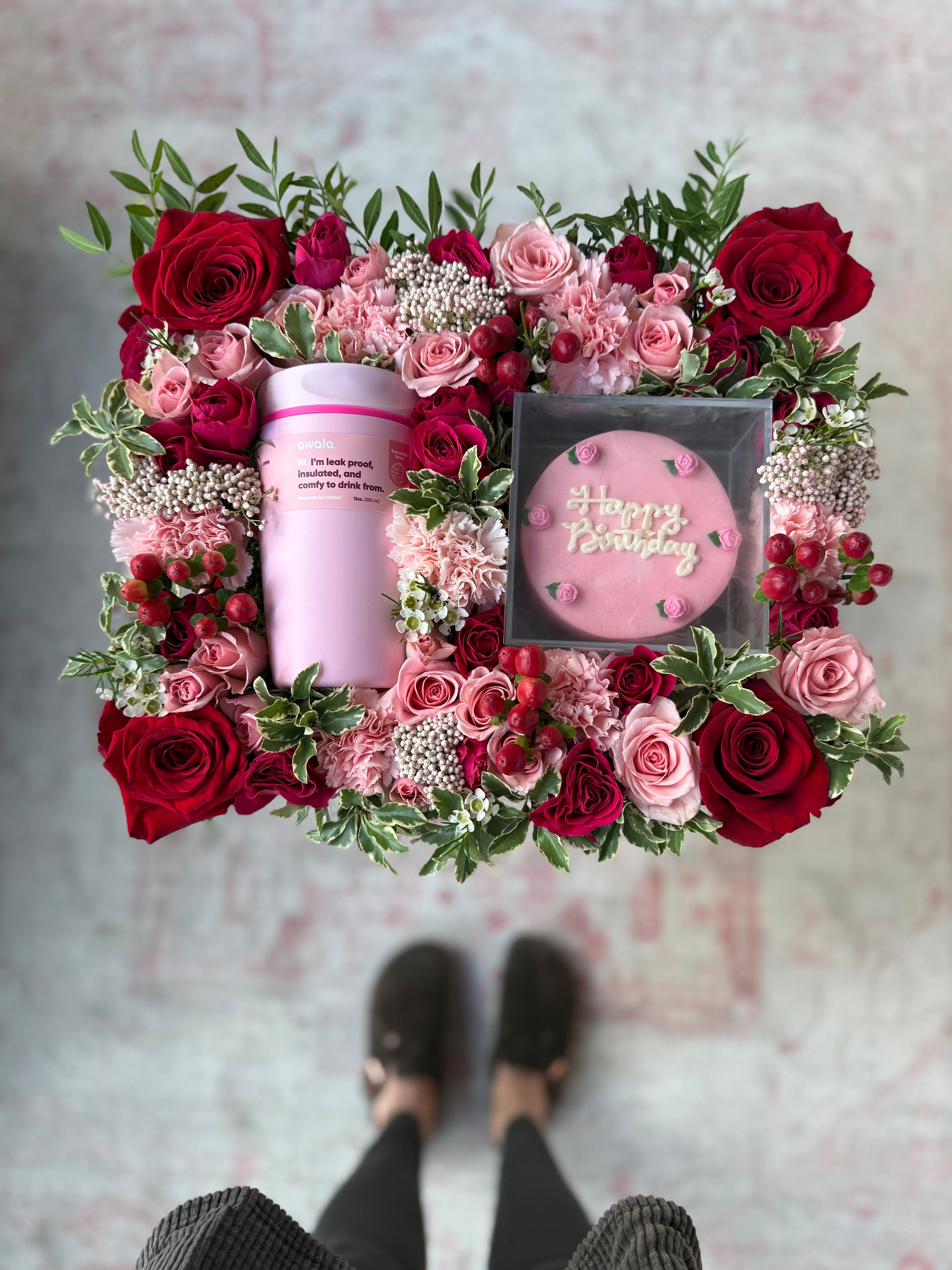 Pink & Perfect Birthday Tray (w/ Owala tumbler)