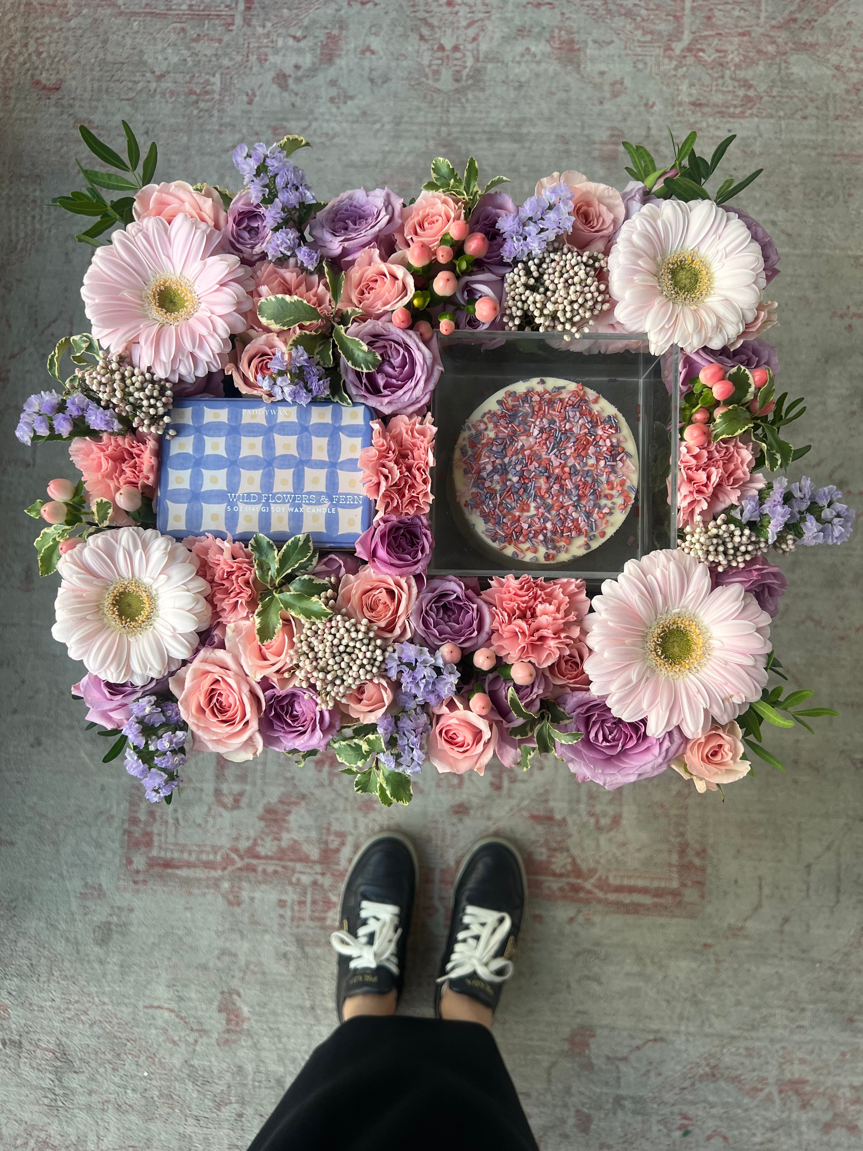 Wildflowers & Fern Tray w/ Tin Candle