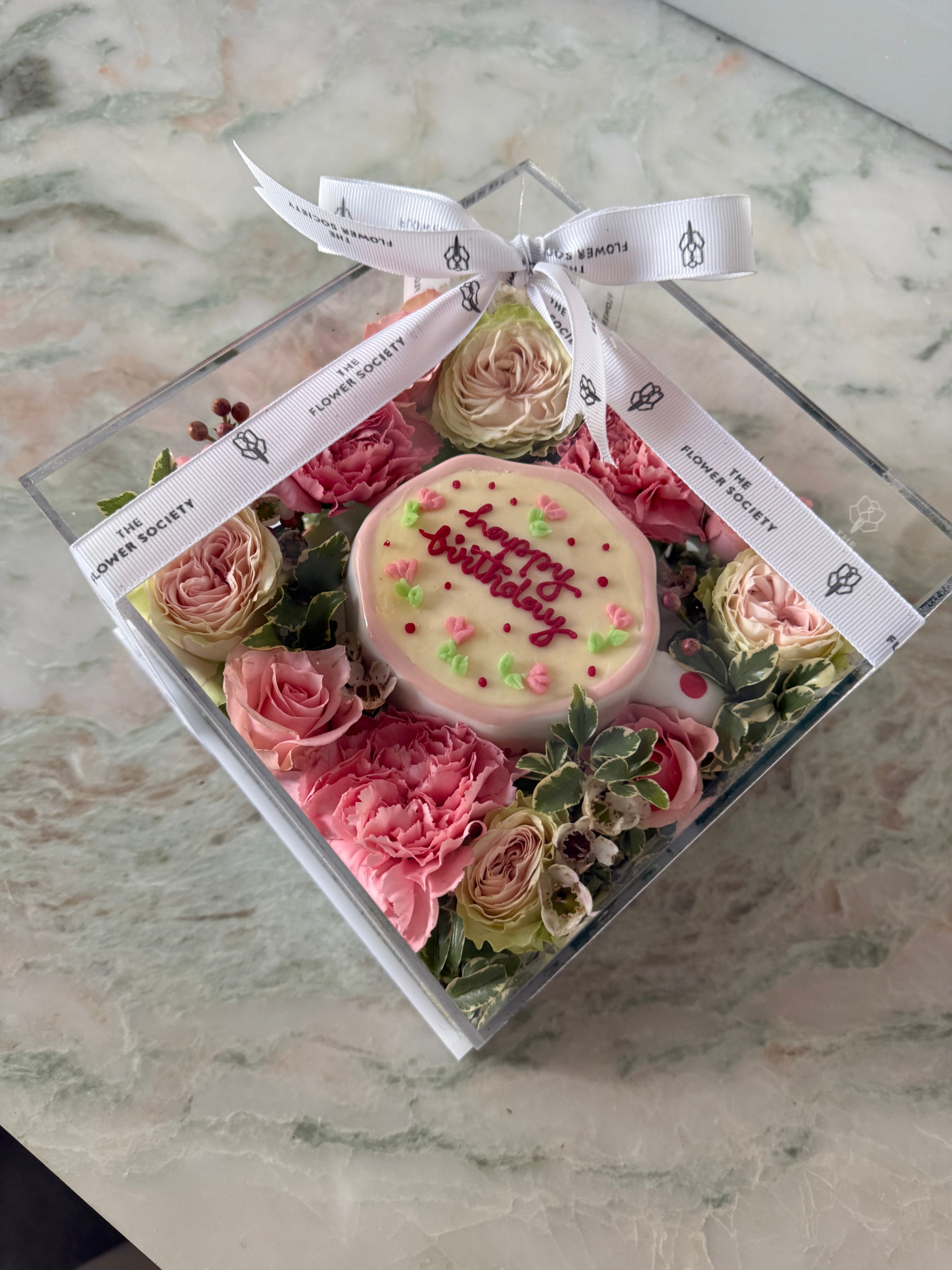 Pink Blooms Mug Cake Box