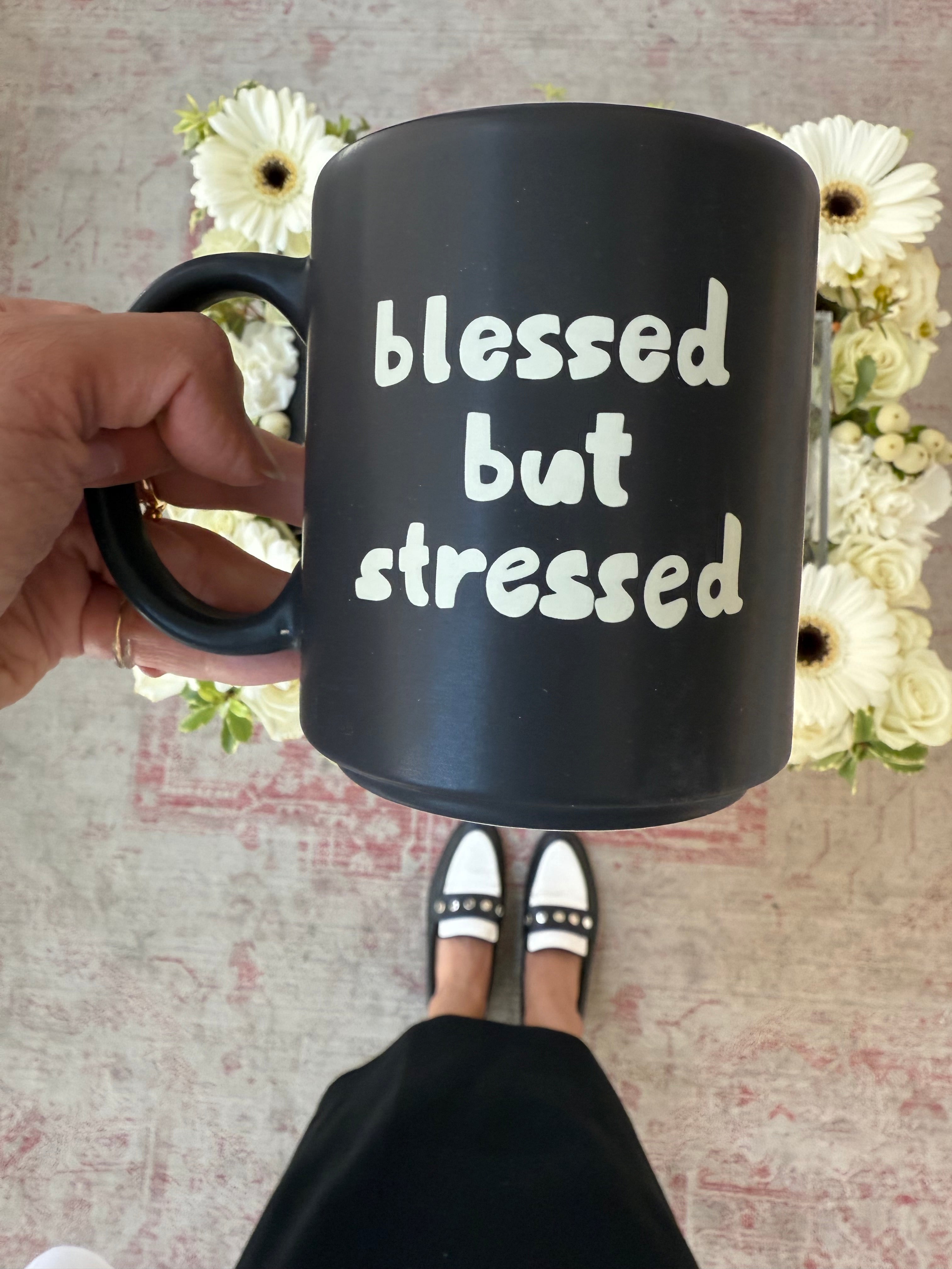 B&W Blessed/Stressed Birthday Tray