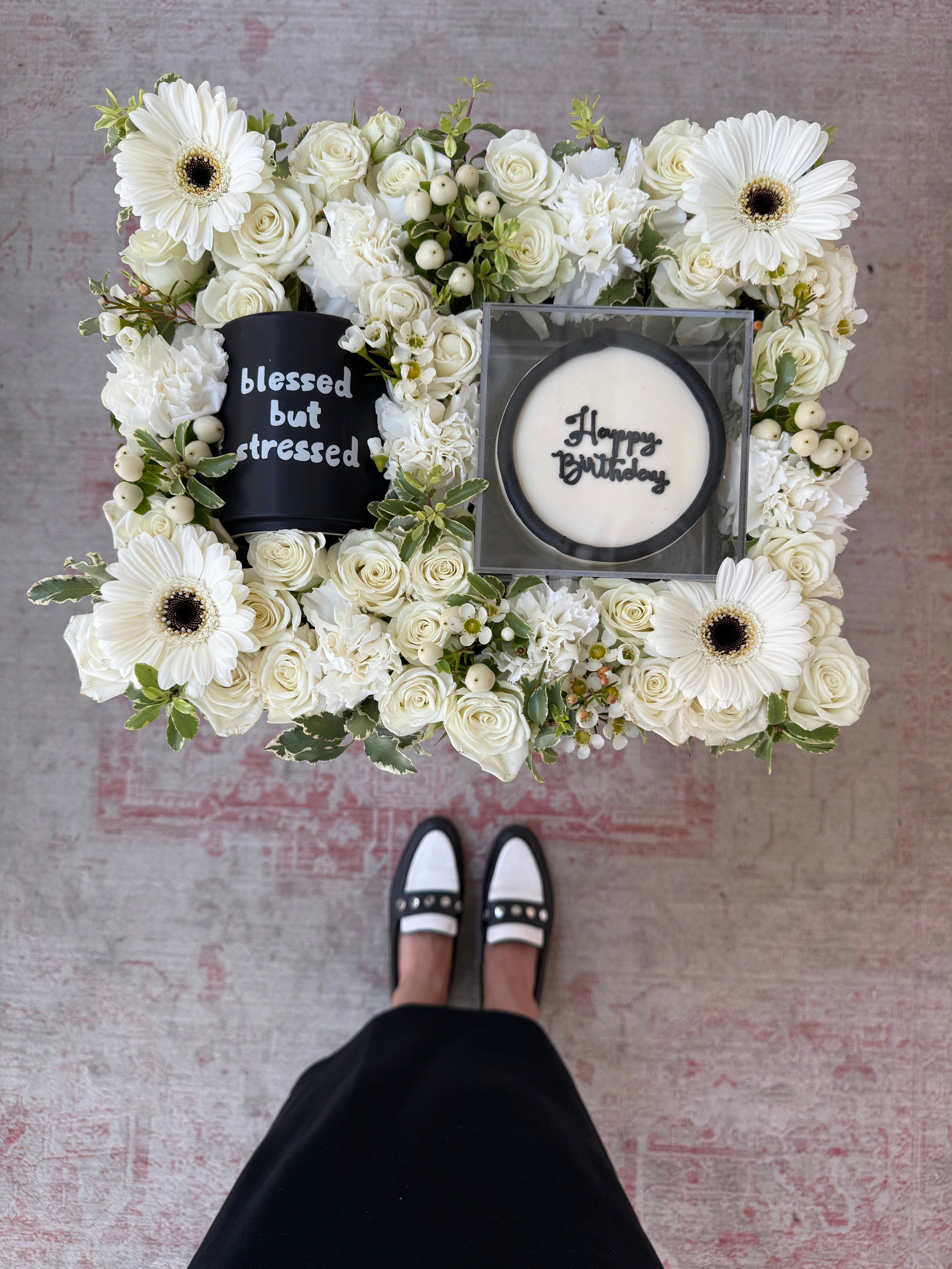 B&W Blessed/Stressed Birthday Tray