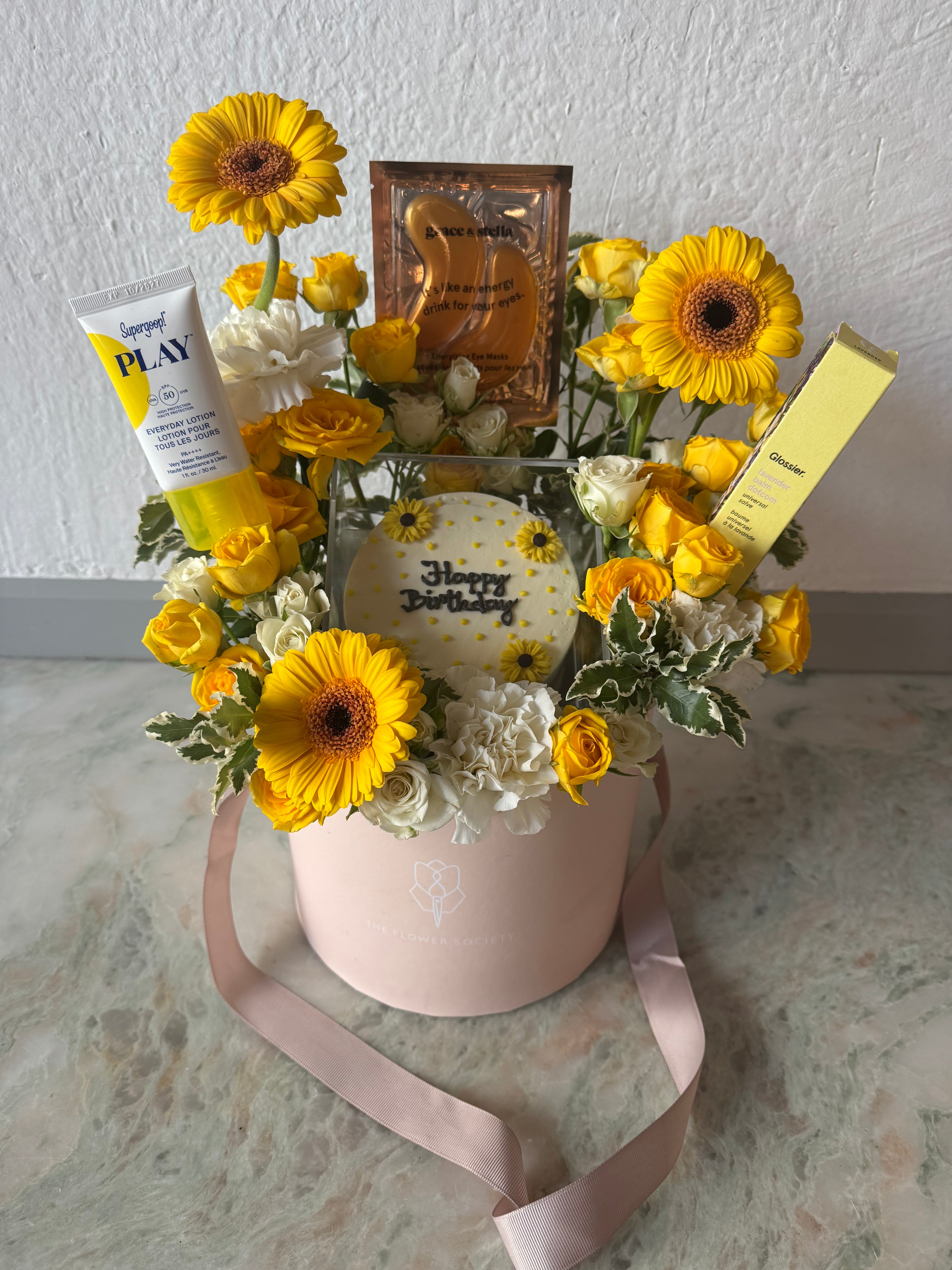 Sunflower Cake Hatbox w/ Make Up