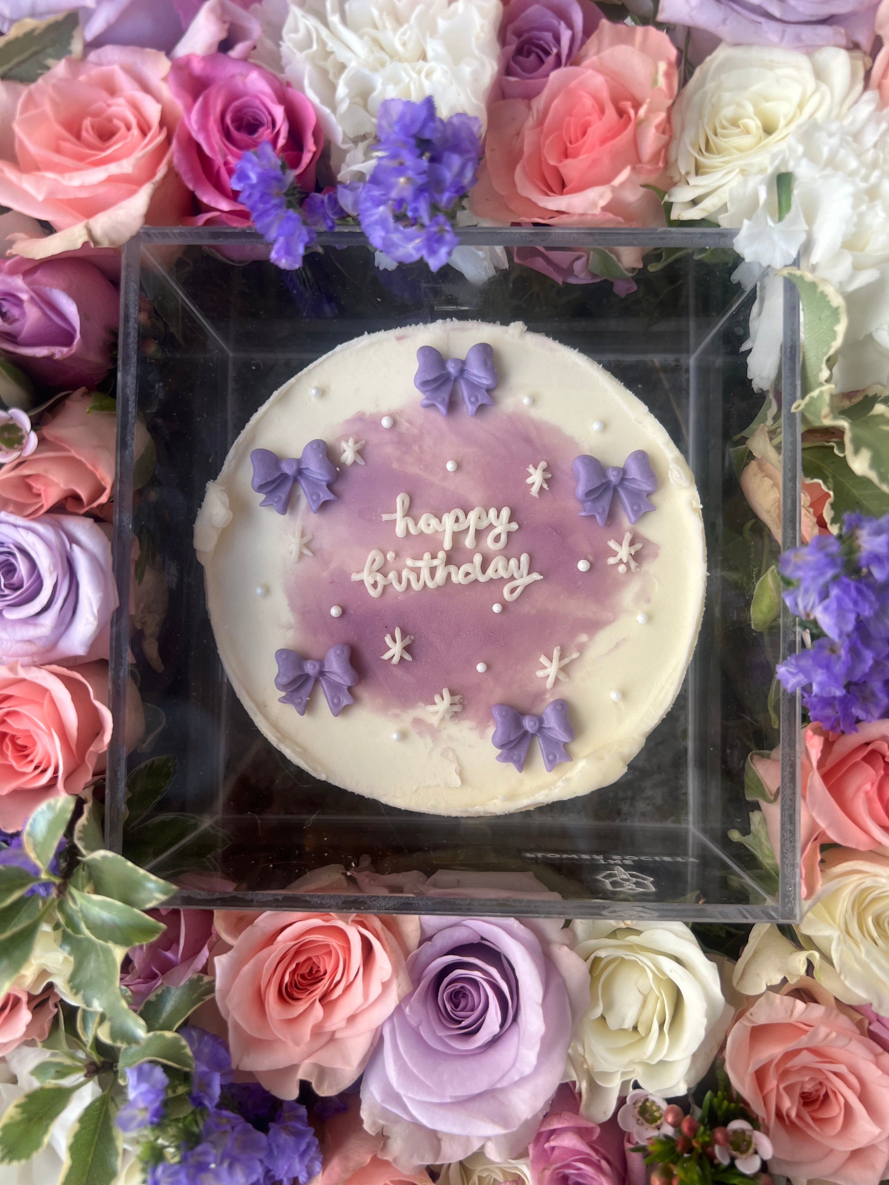 Purple Bow Cake w/ Liquid Tolerance Mug Tray