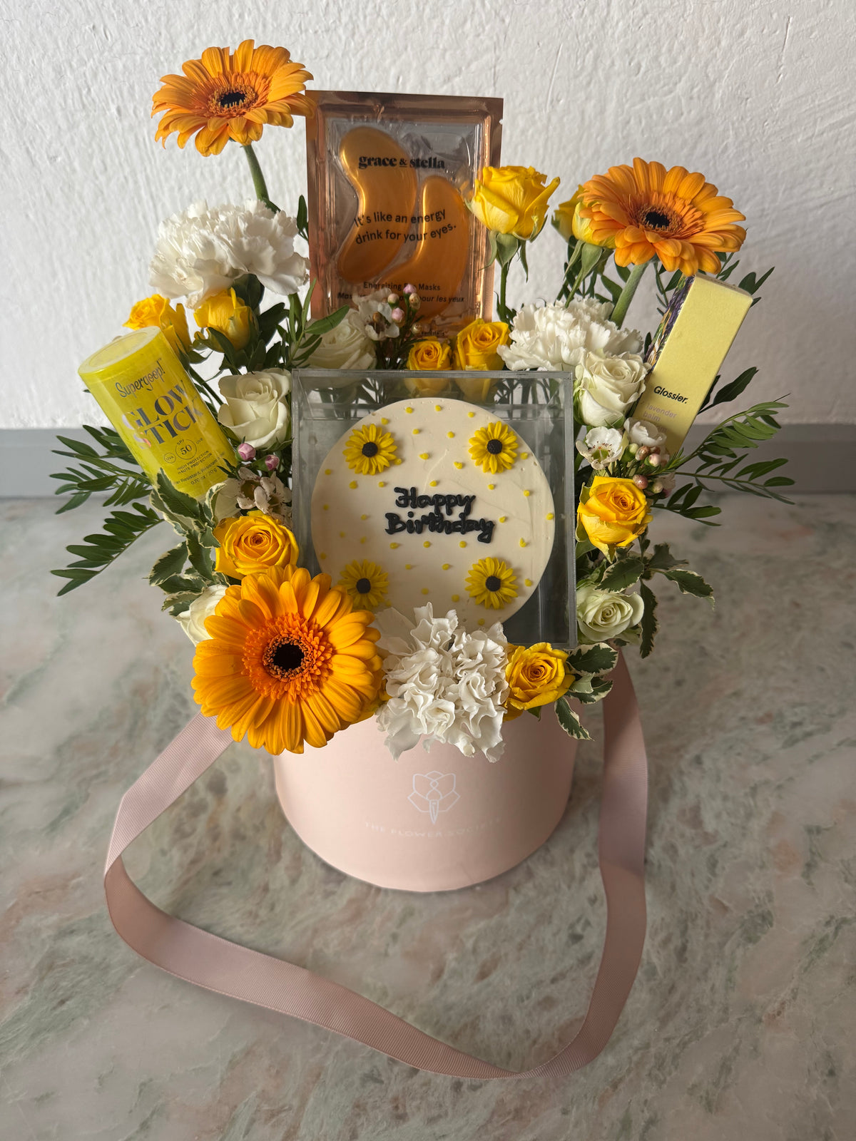 Sunflower Cake Hatbox w/ Make Up