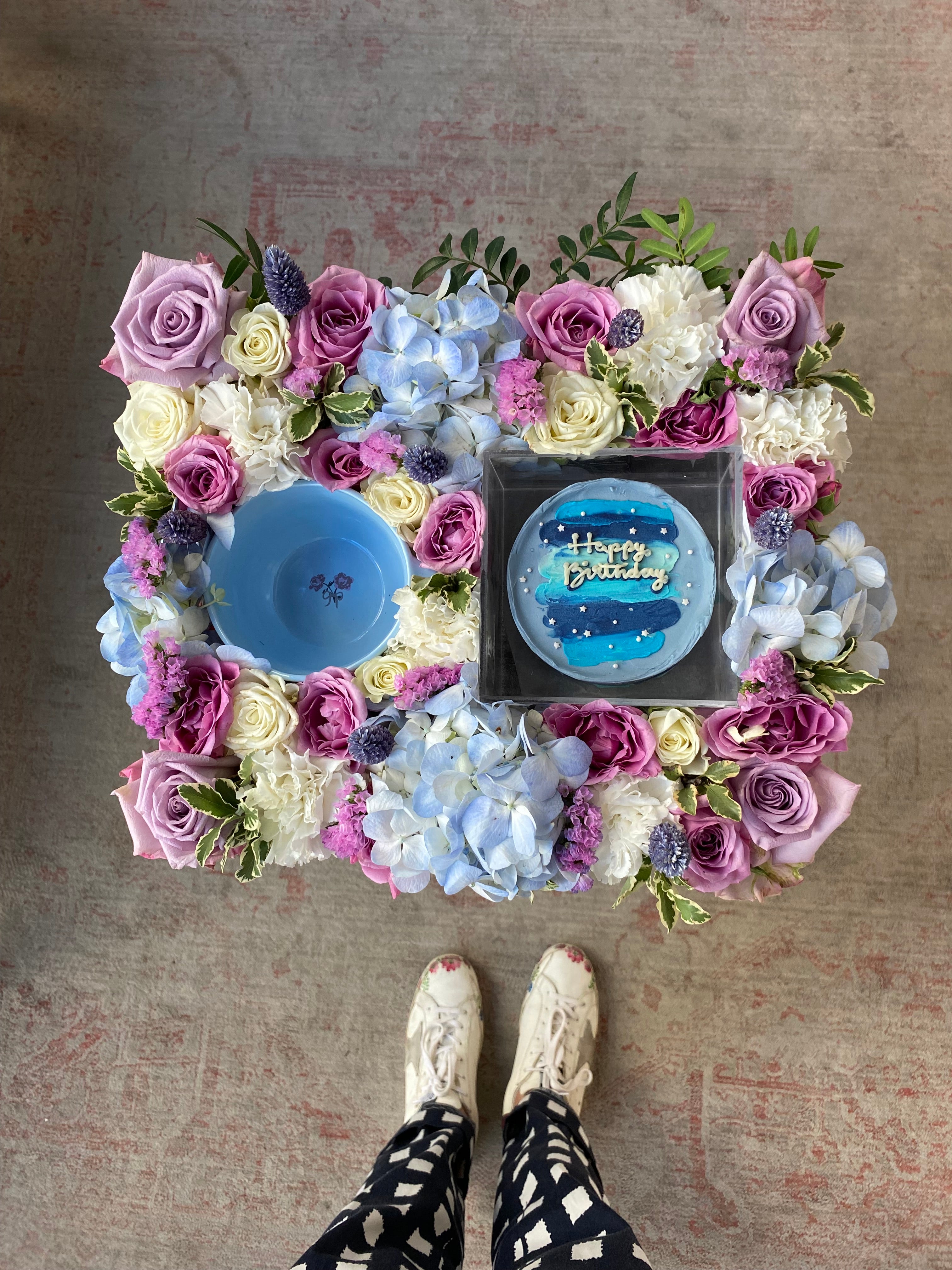 Blues & Blooms Birthday Tray