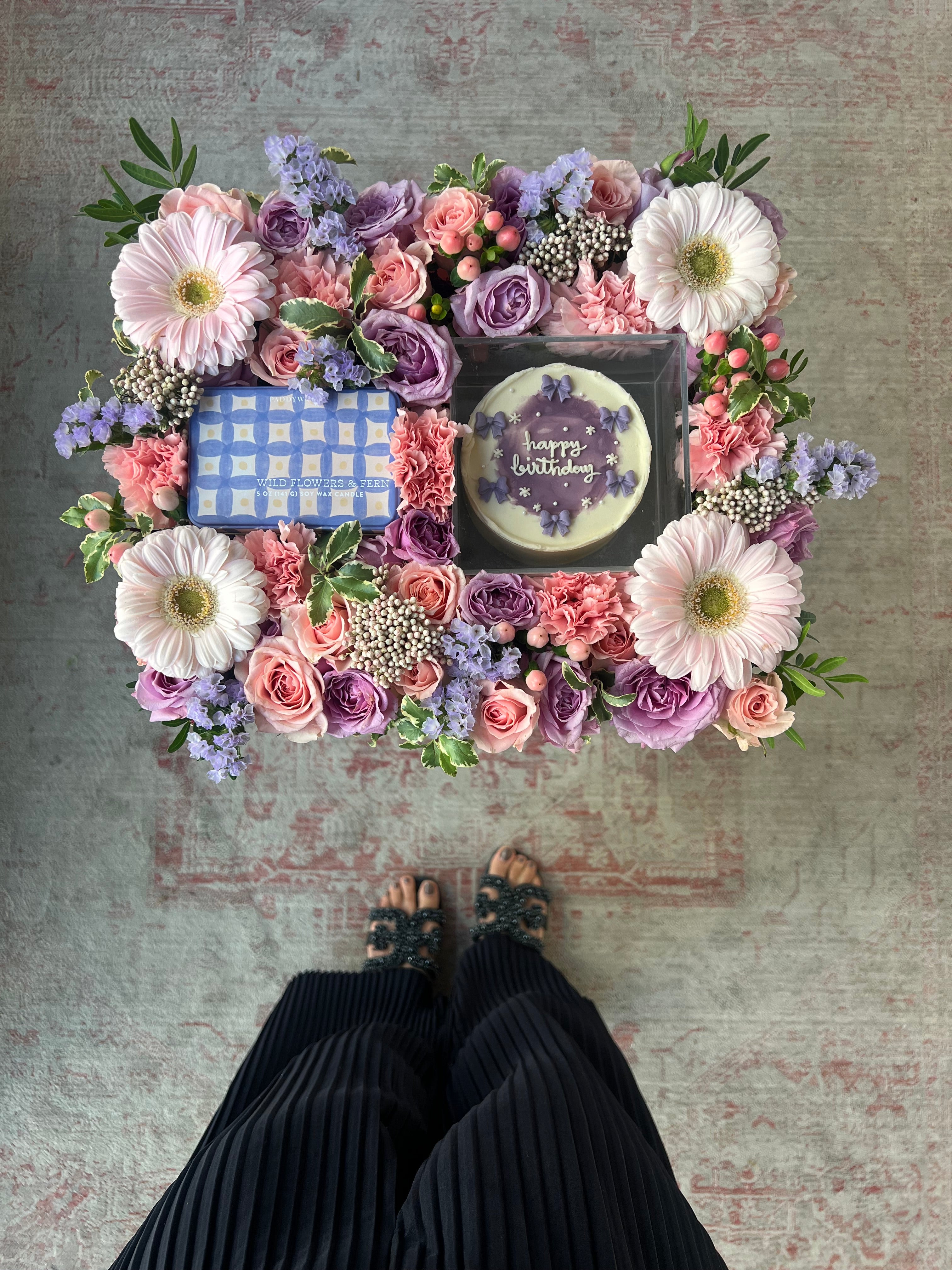 Wildflowers & Bows Tray w/ Tin Candle