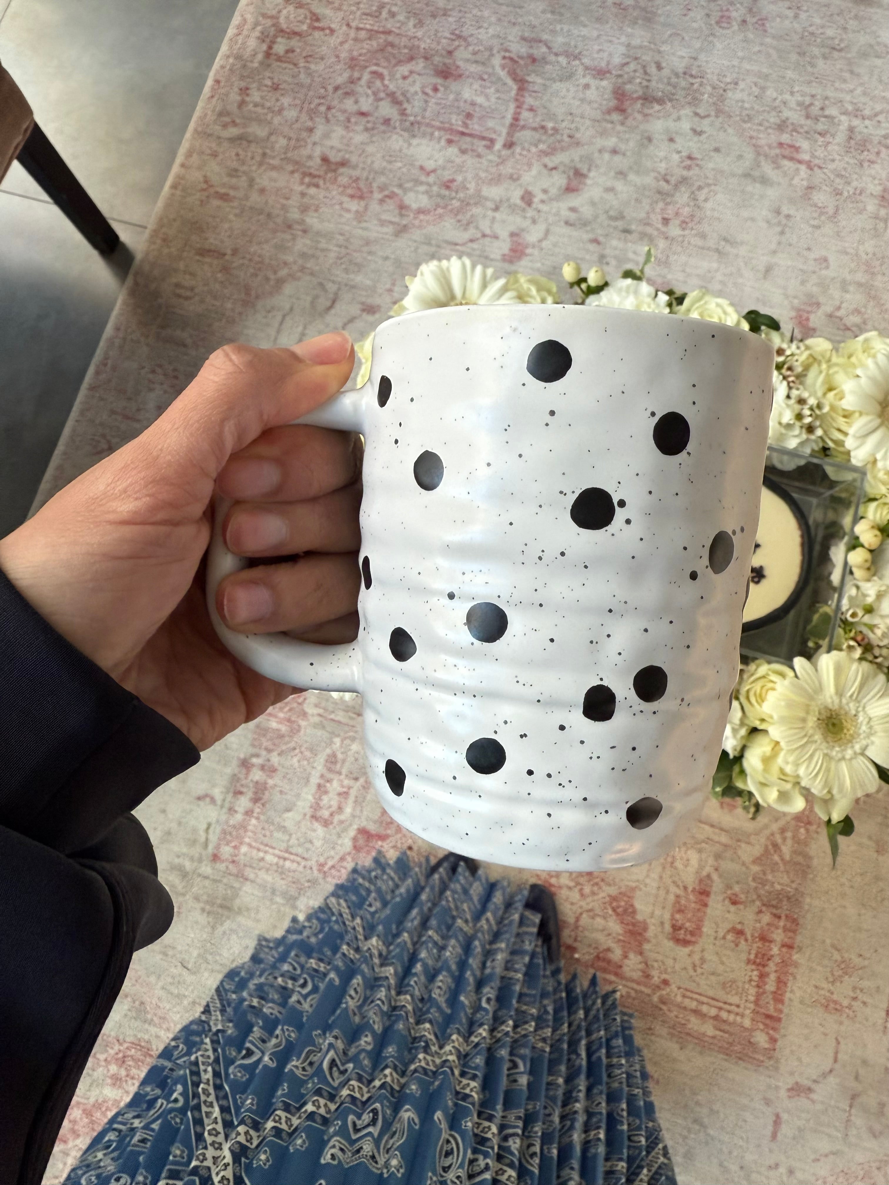 Black & White Happy Birthday Tray w/ Speckled Mug