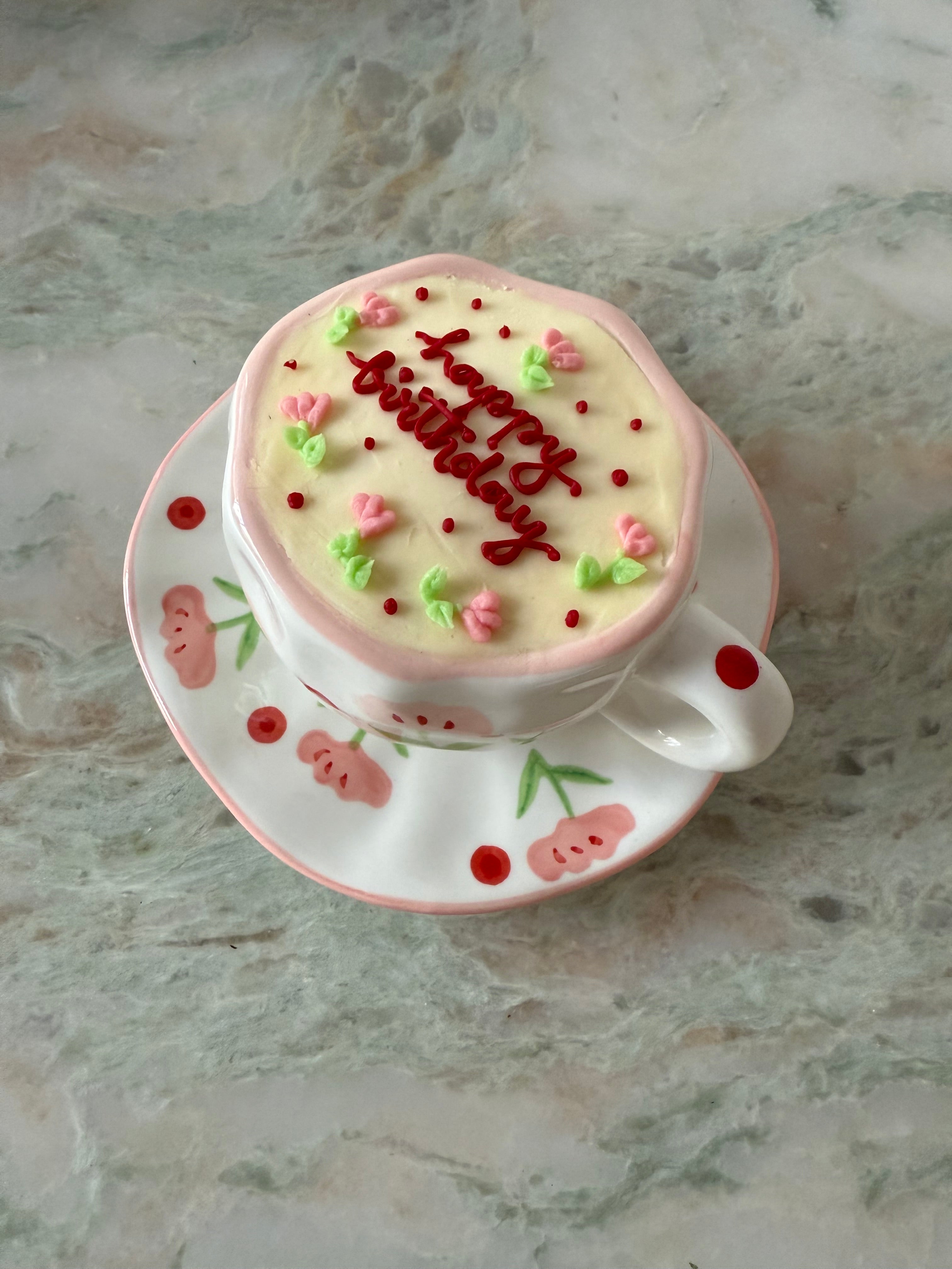 Pink Blooms Mug Cake Box