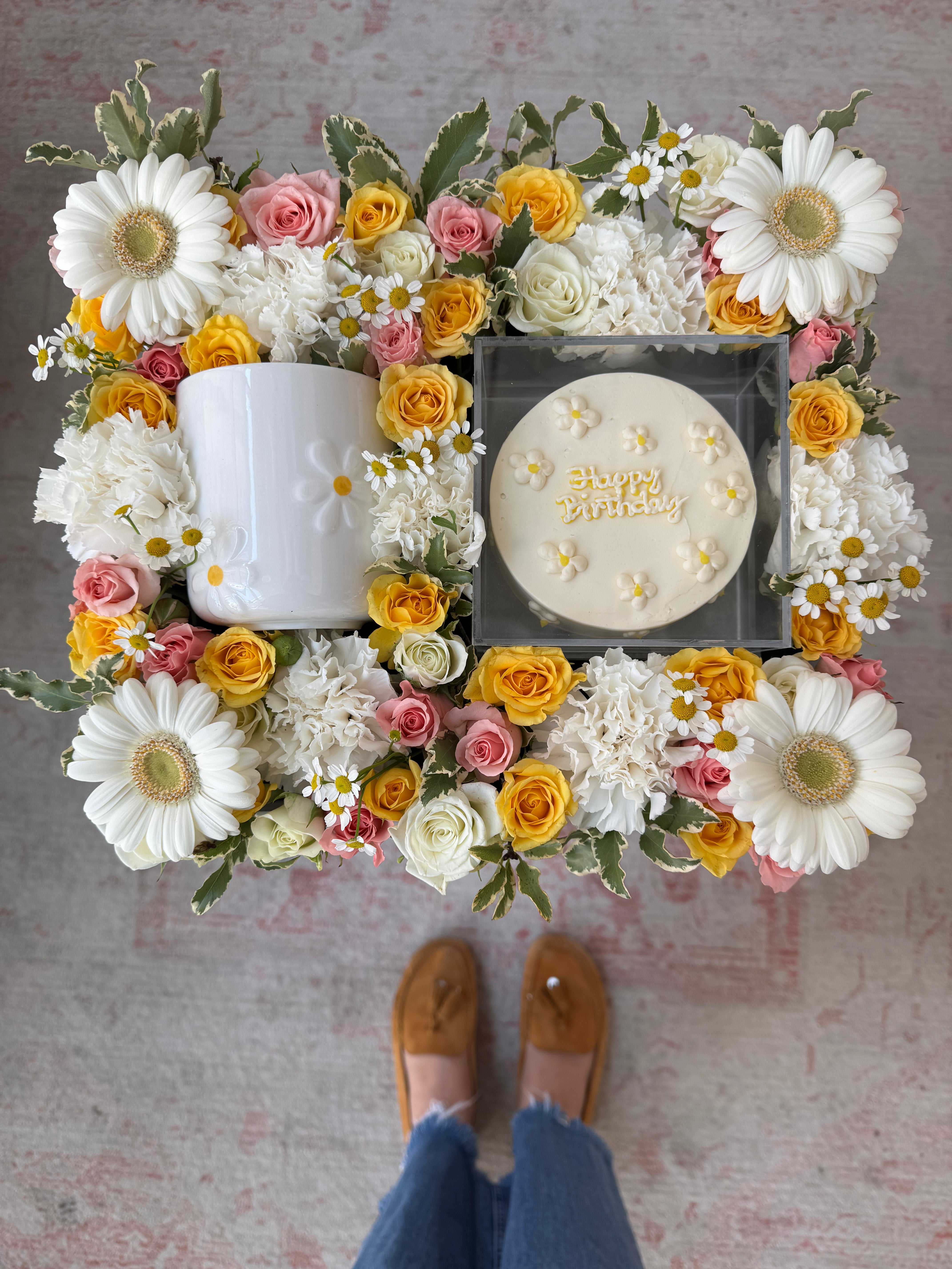 Pink Daisy Birthday Tray