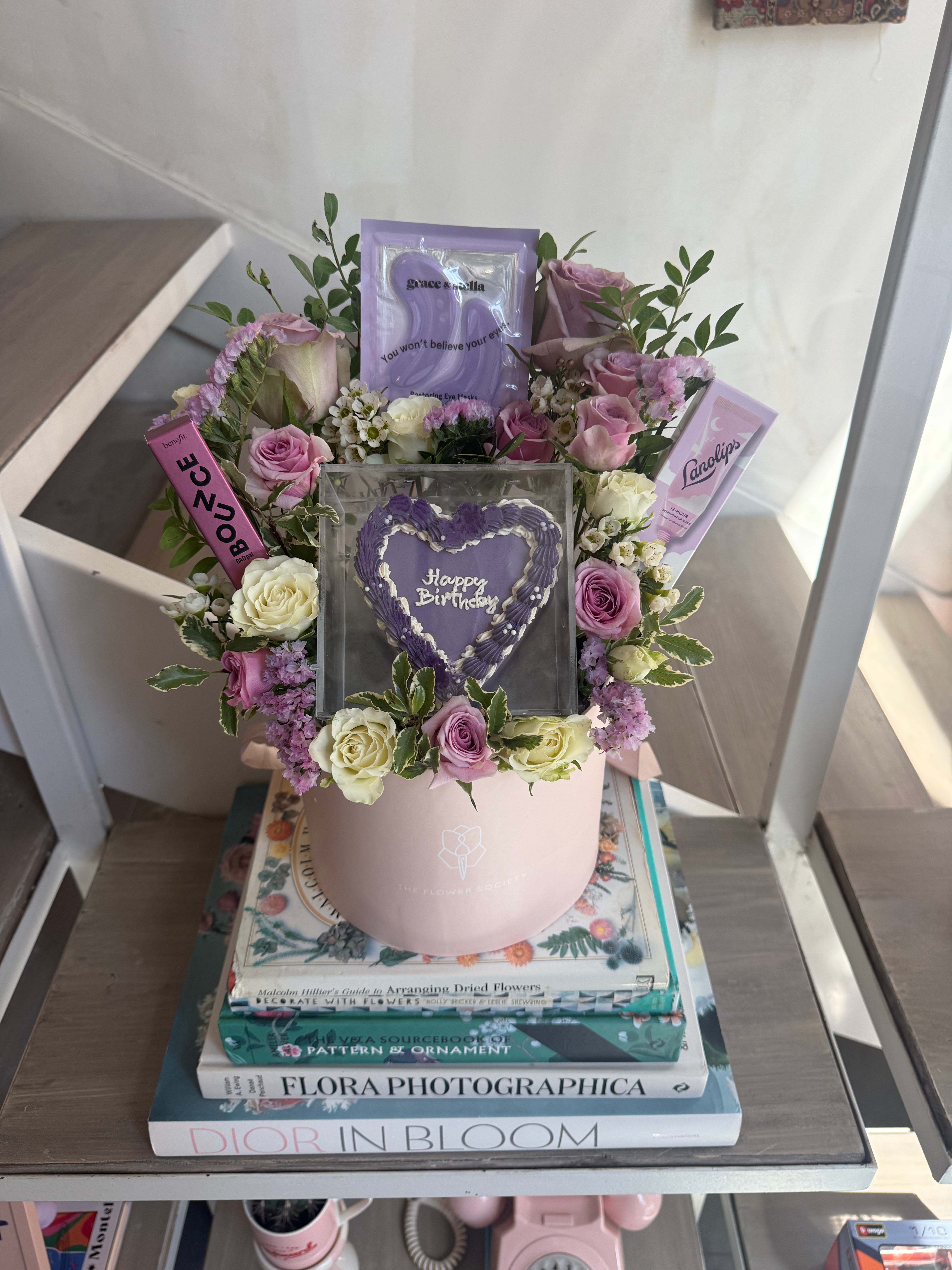 Purple Heart Cake Hatbox w/ Make Up
