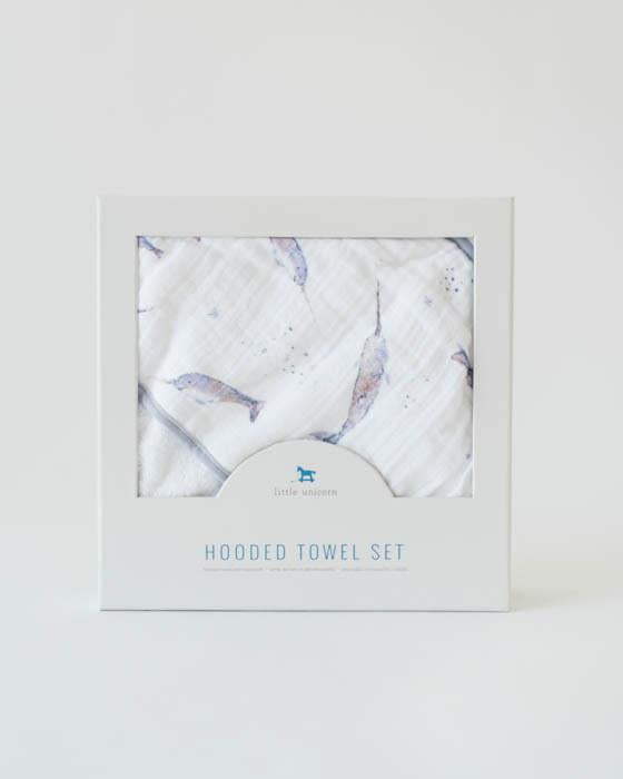 Narwhal Cotton Hooded Towel & Wash Cloth Set