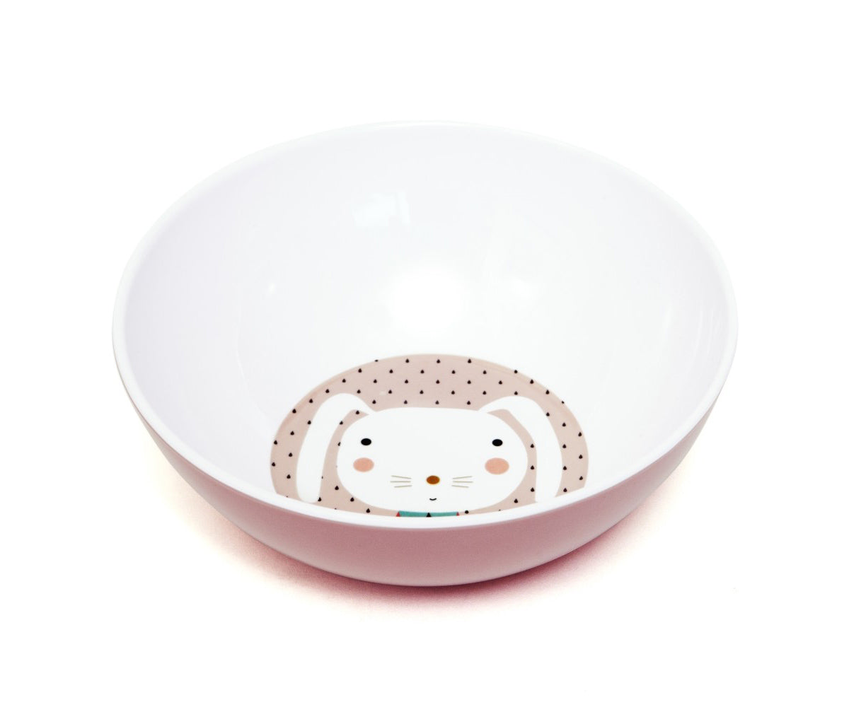 Melamine Bowl Rabbit Drops (Pink)