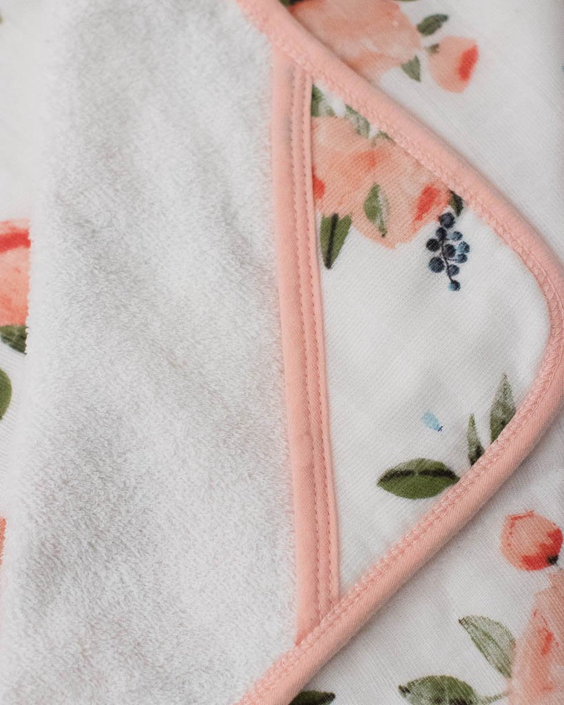 Watercolor Rose Cotton Hooded Towel & Wash Cloth Set