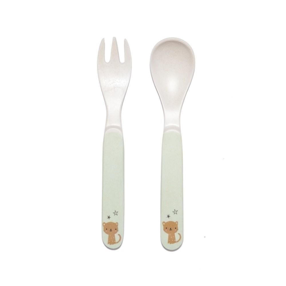 Bamboo Cutlery Set Leopard (Mint)