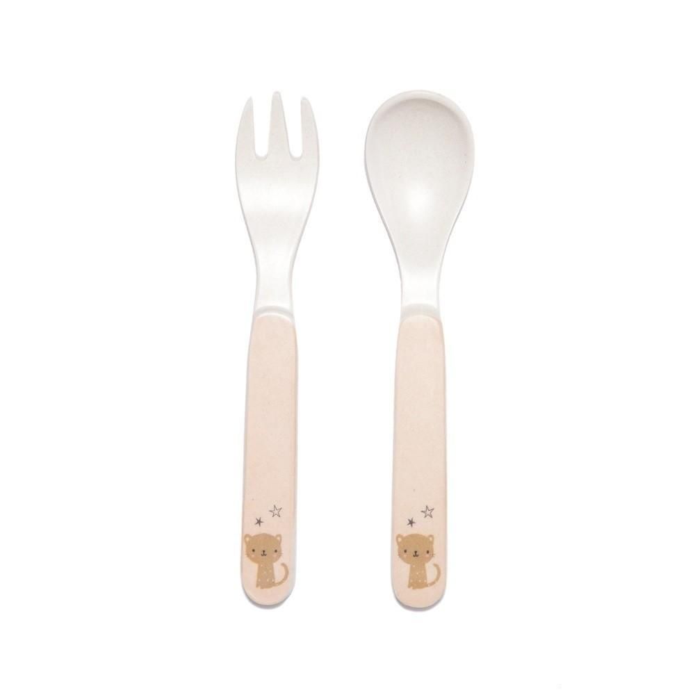 Bamboo Cutlery Set Leopard (Peach)