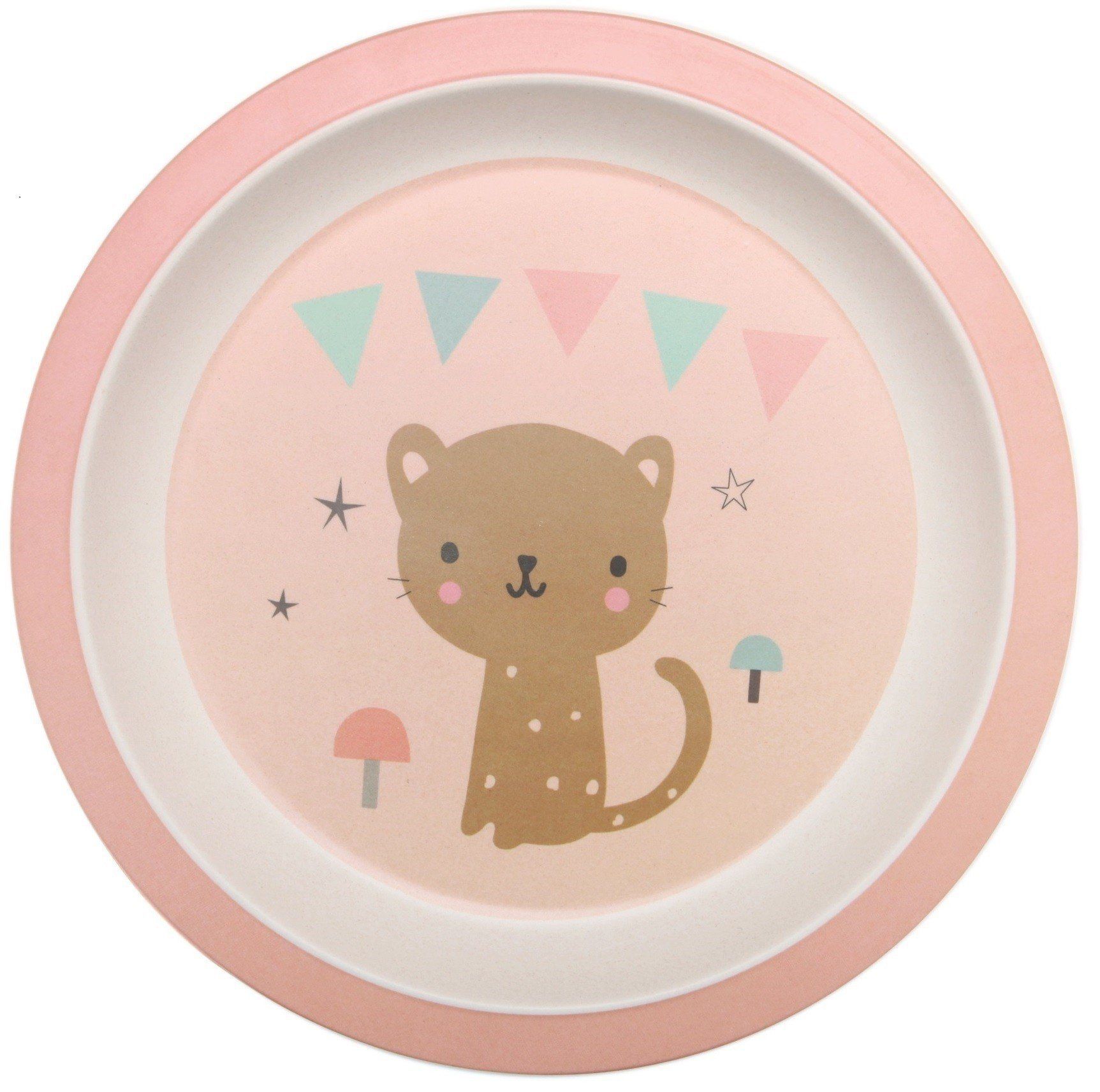 Leopard Bamboo Plate (Peach)