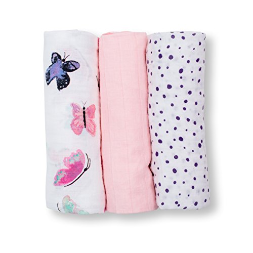 Butterfly (Pack of 3) Muslin Receiving Blankets