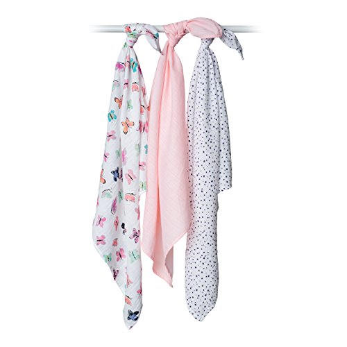 Butterfly (Pack of 3) Muslin Receiving Blankets