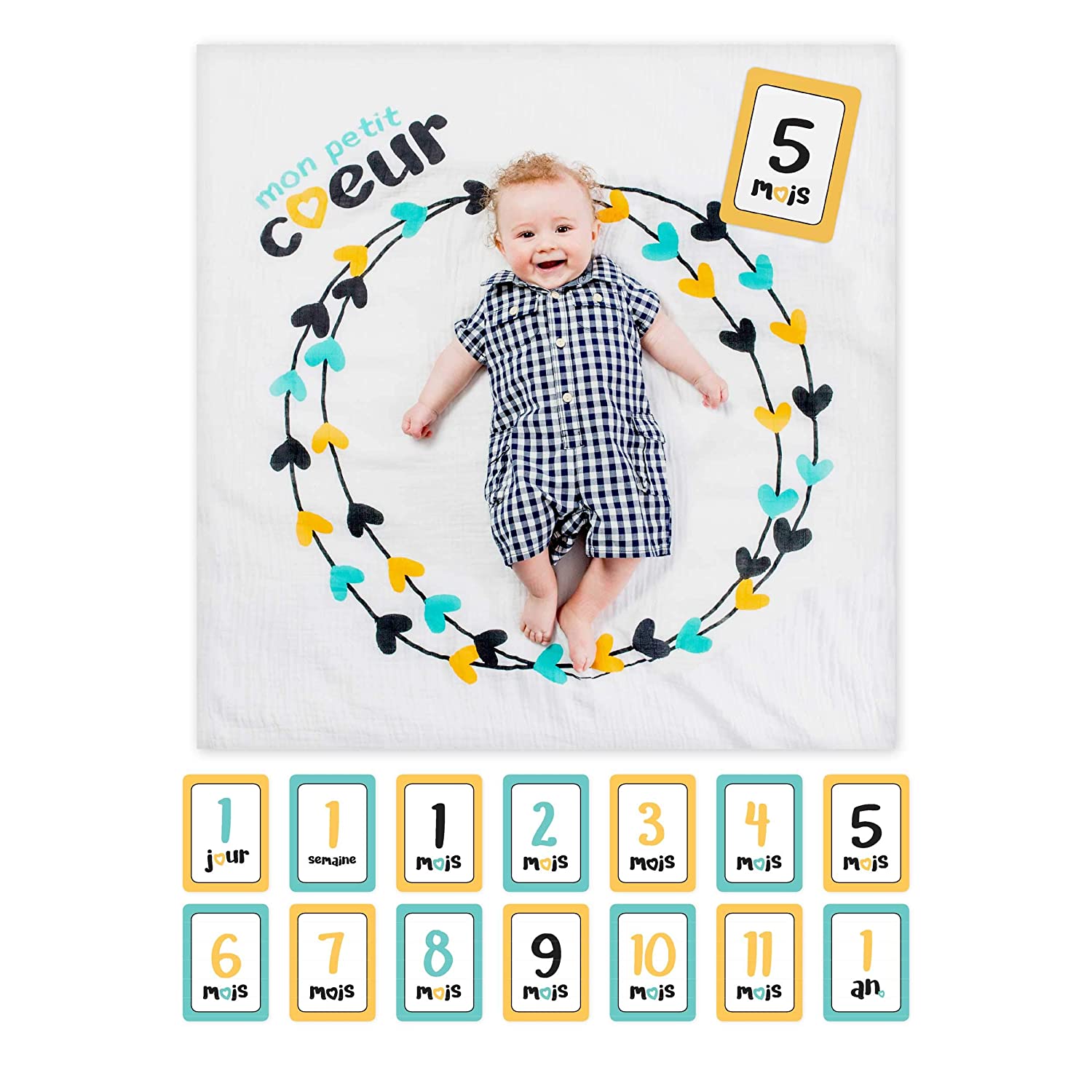 Mon Petit Coeur - Baby's First Year ™ Blanket & Card Set