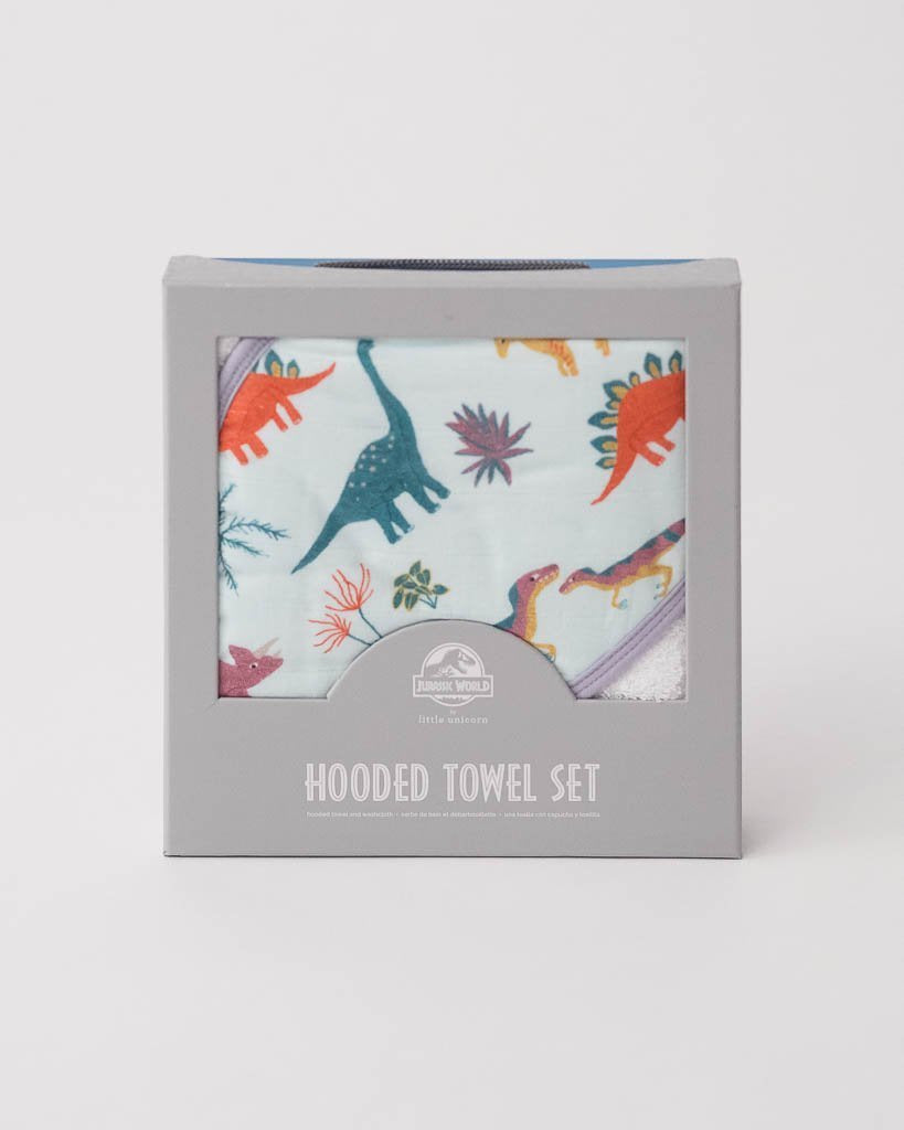 Embroidosaurus Cotton Hooded Towel & Wash Cloth Set