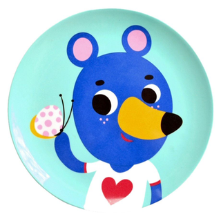 Melamine Plate Blue Bear (Mint)