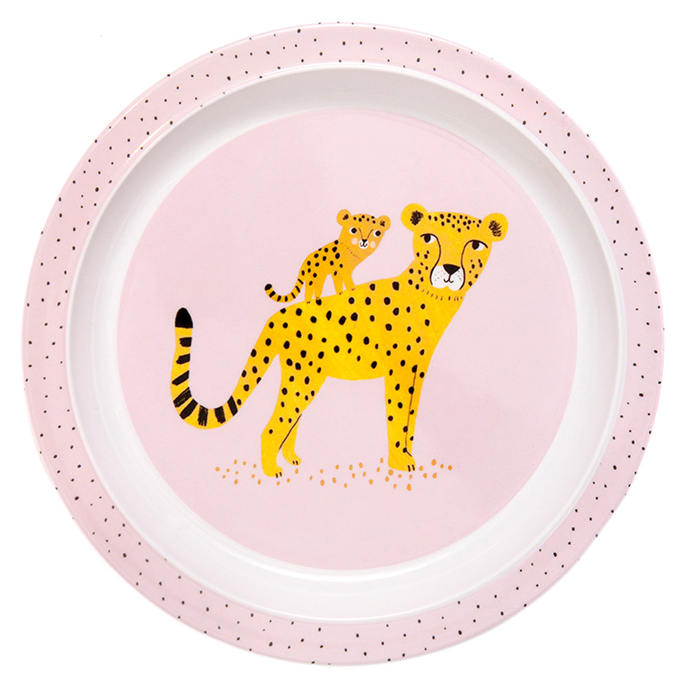 Melamine Plate Leopard + Border (Orchid)