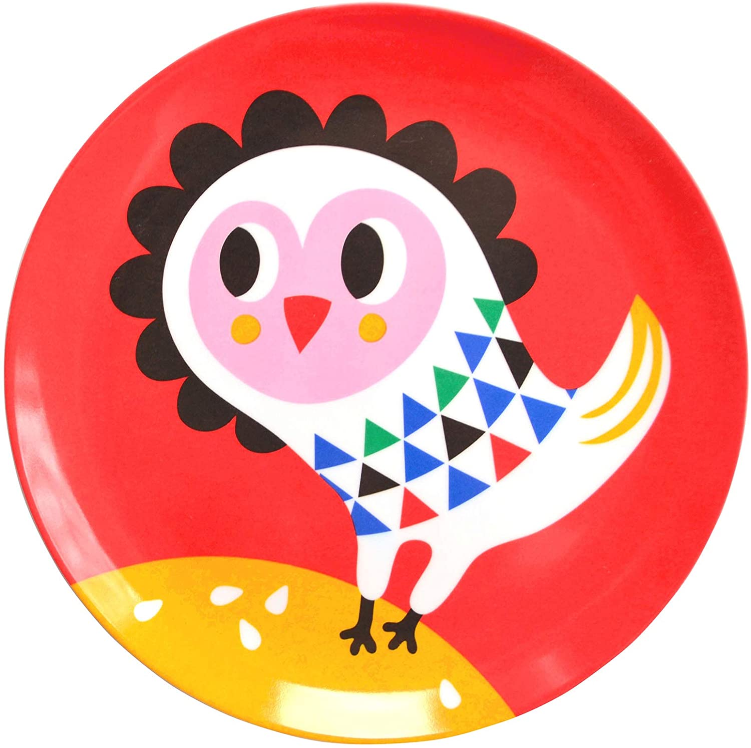 Melamine Plate Owl (Red)