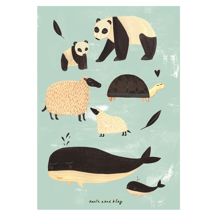 Black & White Animals Poster Mint