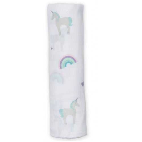 Rainbows & Unicorns Muslin Swaddle