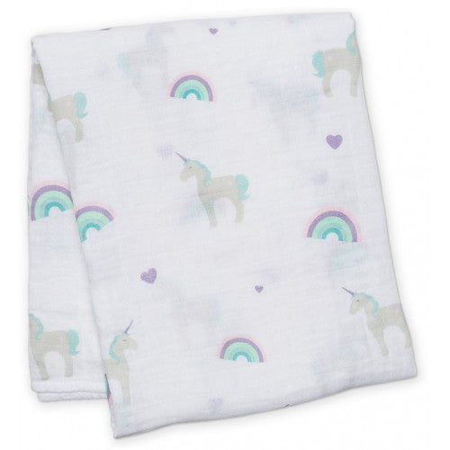 Rainbows & Unicorns Muslin Swaddle