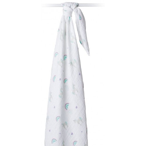 Rainbows & Unicorns Muslin Swaddle